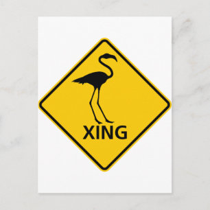 Flamingo Crossing Highway Sign Vykort