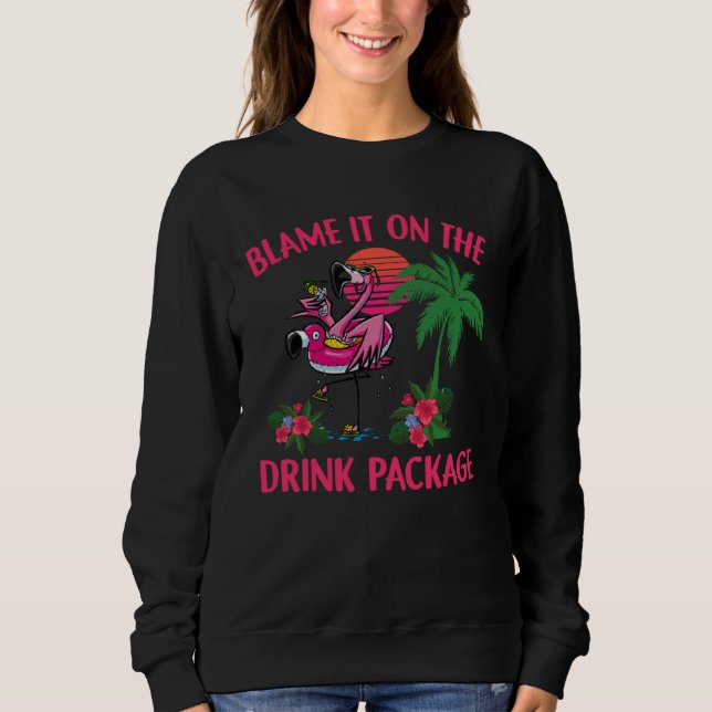 Flamingo Cruise Blame It on the Drink Package Drin T Shirt (Framsida)