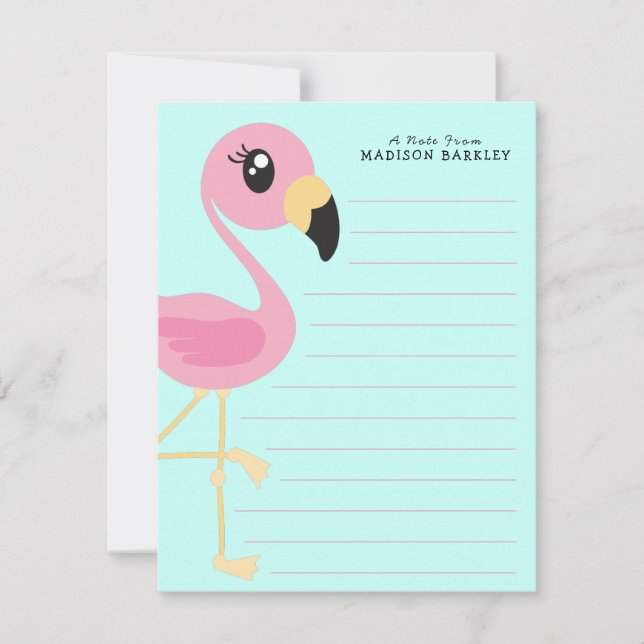 Flamingo Cute Kids Tack Kort (Framsida)