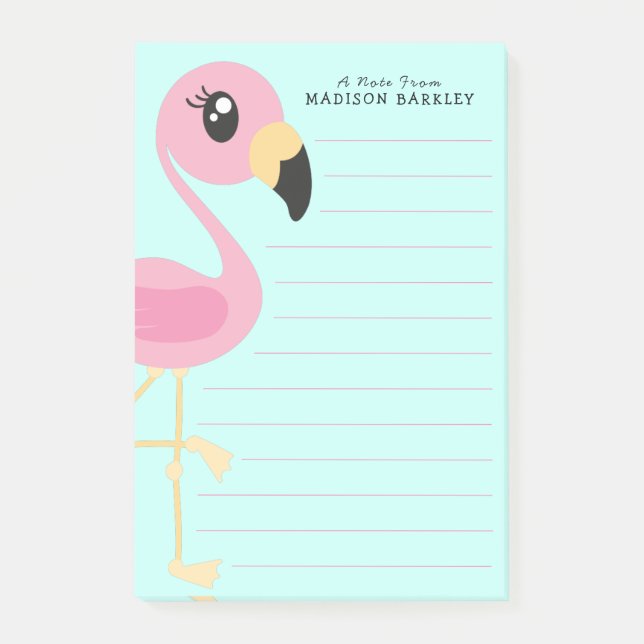 Flamingo Cute Tropical Kids Post-it Notes Block (Framsida)