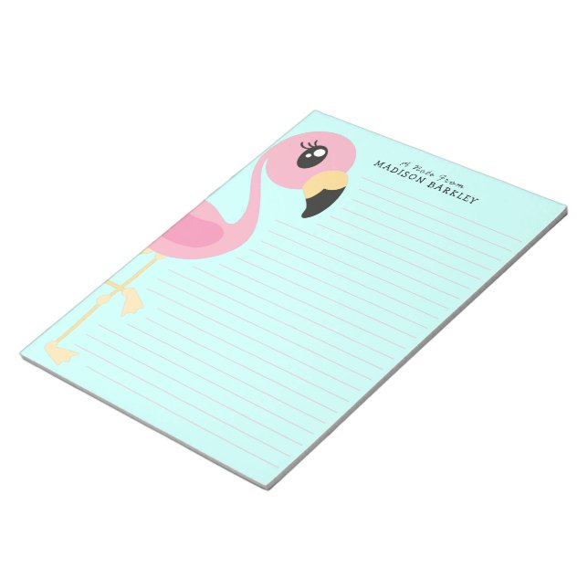 Flamingo Cute Tropical Kids Stationary Antecknings Anteckningsblock (Vinklad)
