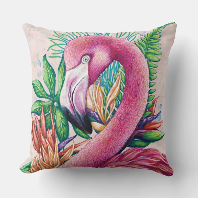Flamingo Cute Tropical Rosa Dekorativ kudde (Framsida)