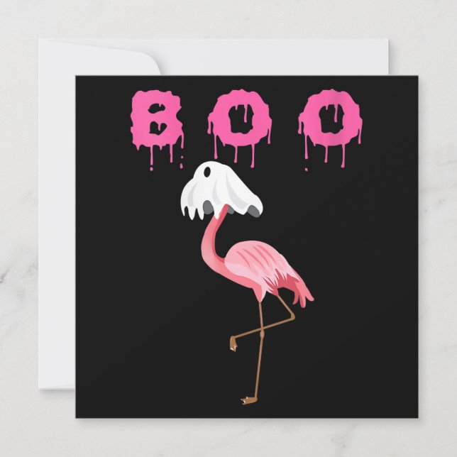 Flamingo | Dam Flamingo Boo Spöke Halloween Inbjudningar (Framsida)