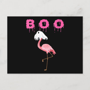 Flamingo Damflamingo Boo Ghost Halloween Helg Vykort