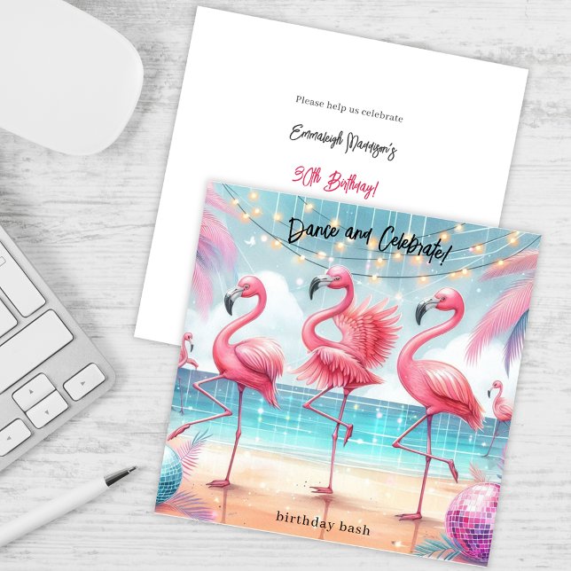 Flamingo Dance och Birthday Celebration Party Inbjudningar (Skapare uppladdad)