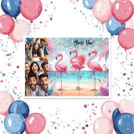 Flamingo Dance och Firande Birthday Photo Tack Kort