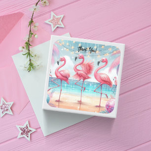 Flamingo Dance och Firande Tack Fyrkantigt Klistermärke