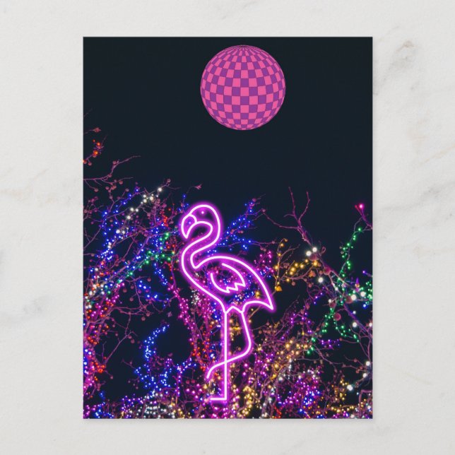 Flamingo dansar vid party. vykort (Framsida)