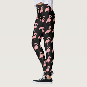 Flamingo Design Black Leggings