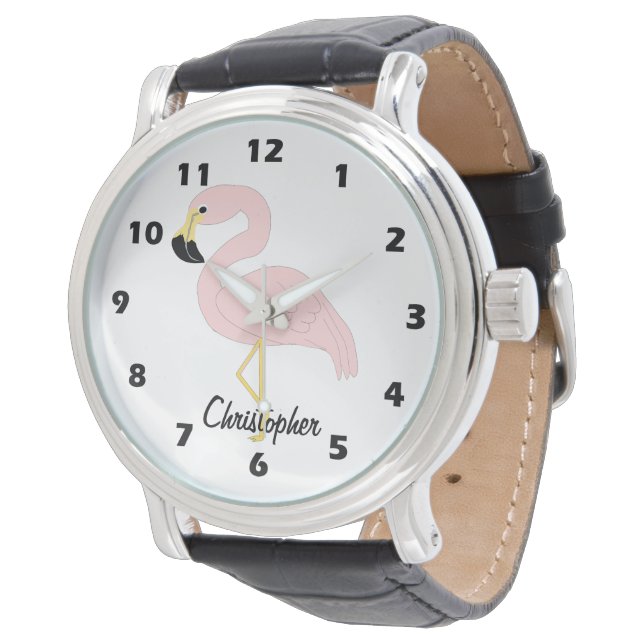 Flamingo Design Personlig Armbandsur (Vinklad)