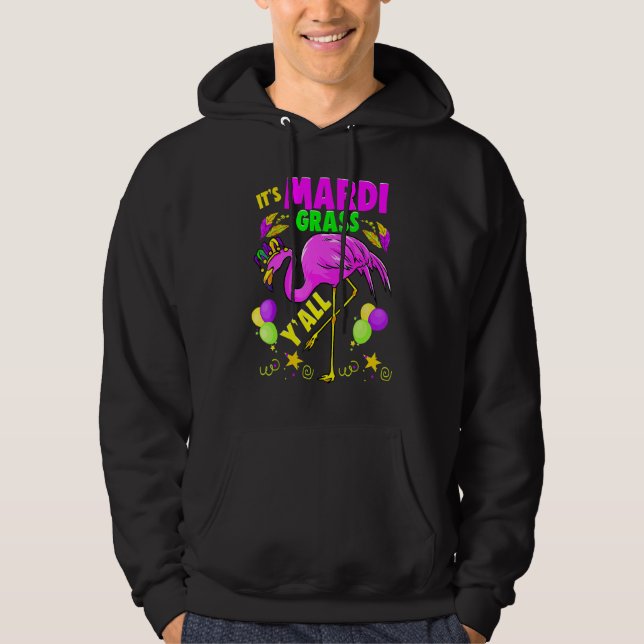 Flamingo Dess Mardi Gras Yall Carnival Jester Hat  Hoodie (Framsida)