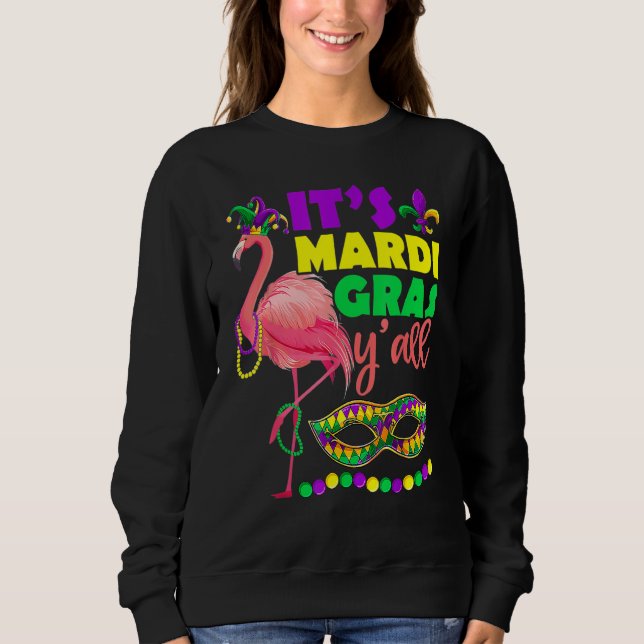 Flamingo Dess Mardi Gras Yall Carnival Jester Hat  T Shirt (Framsida)