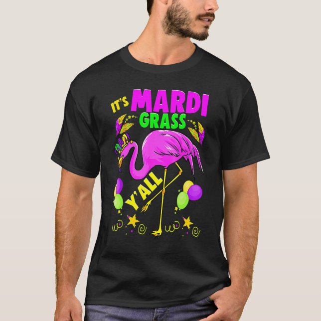 Flamingo Dess Mardi Gras Yall Carnival Jester Hat  T Shirt (Framsida)