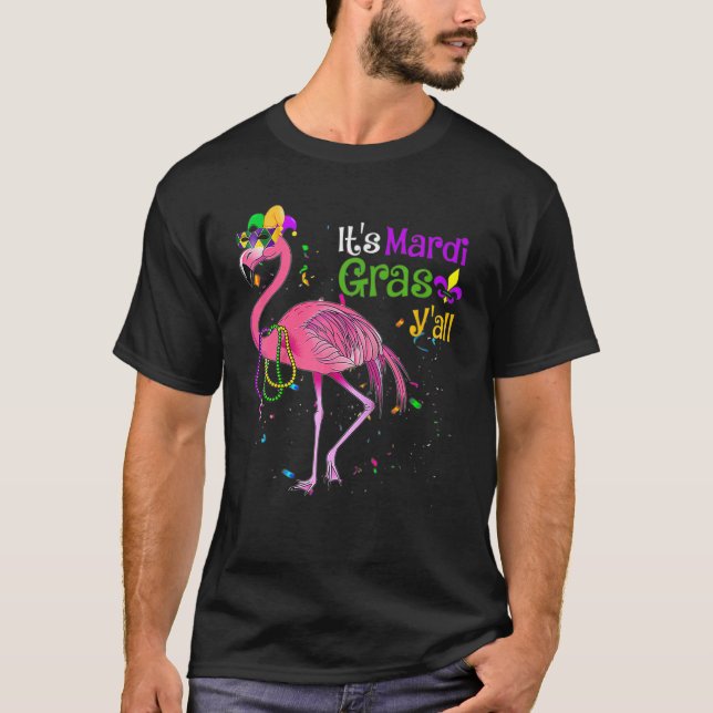 Flamingo Dess Mardi Gras Yall Carnival Jester Hat  T Shirt (Framsida)