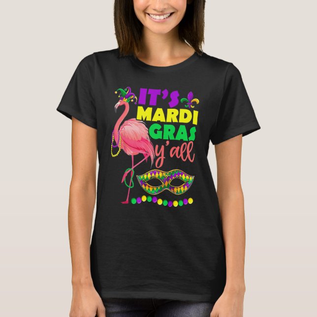 Flamingo Dess Mardi Gras Yall Carnival Jester Hat  T Shirt (Framsida)