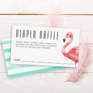 Flamingo Diaper Raffle Baby Shower Tilläggskort