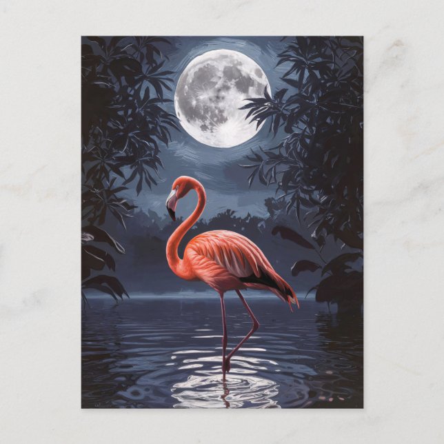 Flamingo Dramatic Full Moon Vykort (Framsida)