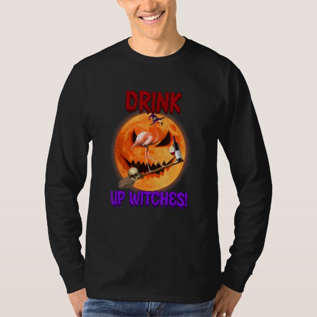 Flamingo Drick upp skärmar för Flamingo Måne T Shirt (Framsida)