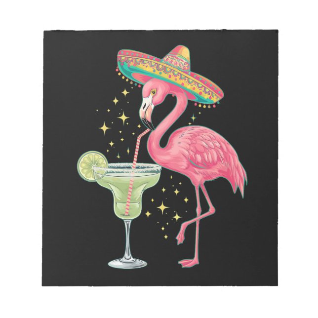 Flamingo dricker Margarita Rolig Mexikansk Poncho Anteckningsblock (Framsida)
