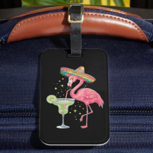 Flamingo dricker Margarita Rolig Mexikansk Poncho Bagagebricka