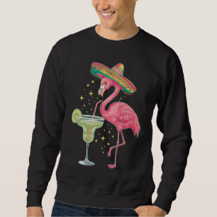 Flamingo dricker Margarita Rolig Mexikansk Poncho Lång Ärmad Tröja