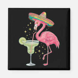Flamingo dricker Margarita Rolig Mexikansk Poncho Magnet