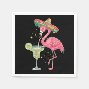 Flamingo dricker Margarita Rolig Mexikansk Poncho Pappersservett