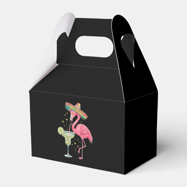 Flamingo dricker Margarita Rolig Mexikansk Poncho Presentaskar (Framsidan Sidan)
