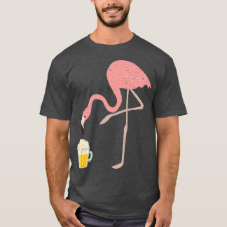 Flamingo Drinking Beer Bird Älskare Alcohol Party T Shirt