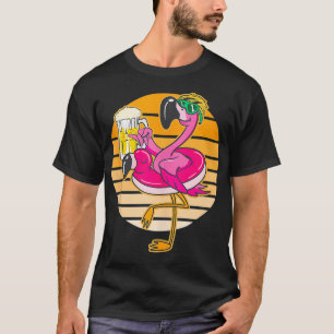 Flamingo Drinking Beer Summer Funny Beer Älskare T Shirt