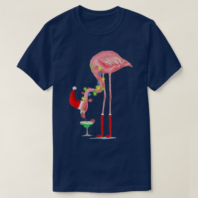 Flamingo Drinking Cocktail Ljus Träd X T Shirt (Design framsida)