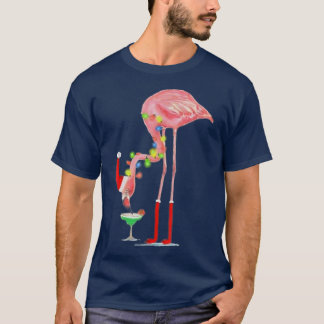 Flamingo Drinking Cocktail Ljus Träd X T Shirt