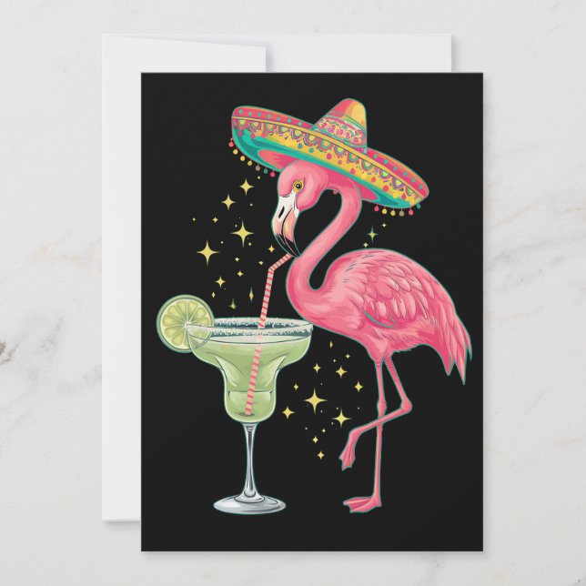 Flamingo Drinking Margarita Funny Mexican Poncho Inbjudningar (Framsida)