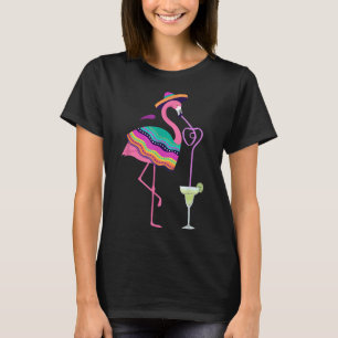 Flamingo Drinking Margarita Mexican Poncho Cinco D T Shirt