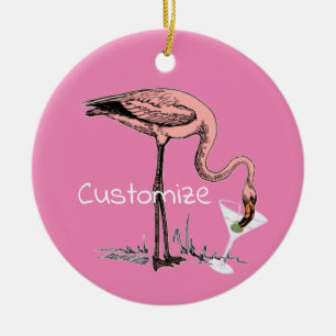Flamingo Drinking Martini Thunder_Cove Julgransprydnad Keramik