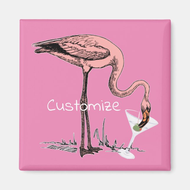 Flamingo Drinking Martini Thunder_Cove Magnet (Framsidan)