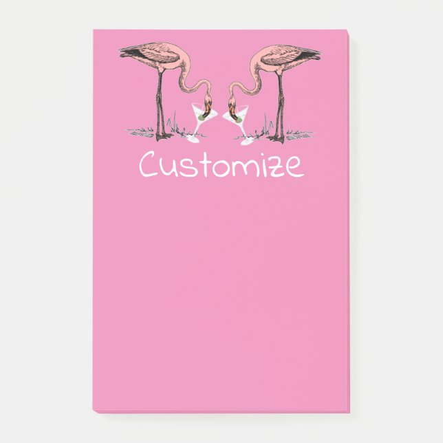 Flamingo Drinking Martini Thunder_Cove Post-it Block (Framsida)