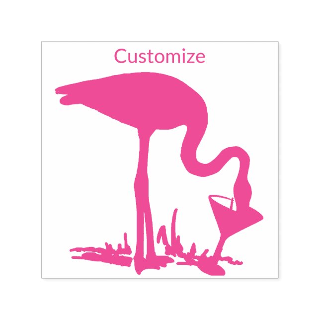 Flamingo Drinking Martini Thunder_Cove Självfärgande Stämpel (Design)