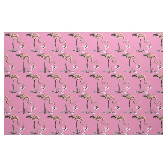 Flamingo Drinking Martini Thunder_Cove Tyg (Fat Quarter)