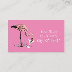 Flamingo Drinking Martini Thunder_Cove Visitkort