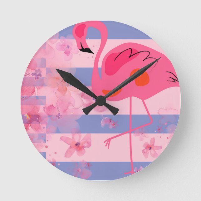 Flamingo Drömmeri Rund Klocka (Framsida)