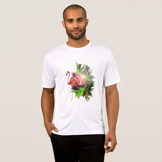 Flamingo e flores t shirt (Hel framsida)