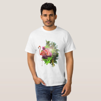 Flamingo e flores t shirt