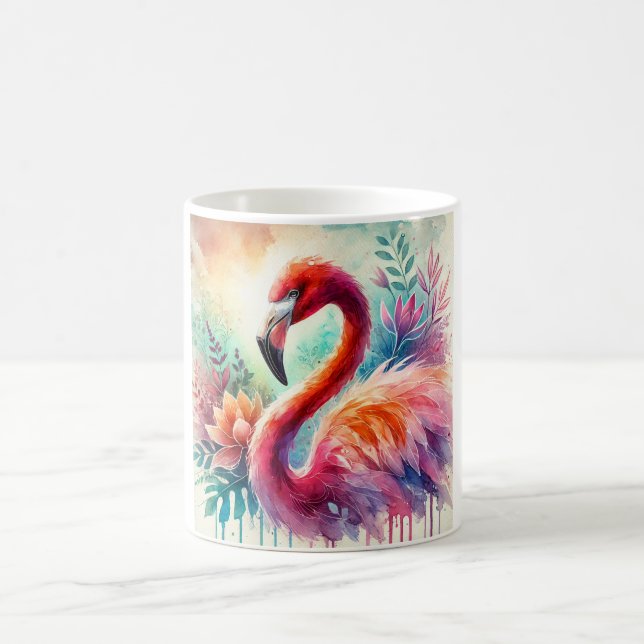 Flamingo Elegance 080824AREF149 - Watercolor Kaffemugg (Center)