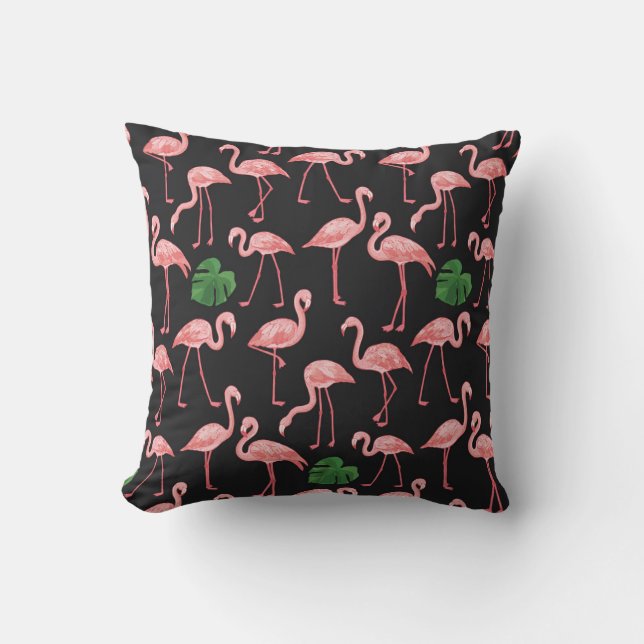 Flamingo Elegance: Vintage Monstera Fusion. Kudde (Framsida)