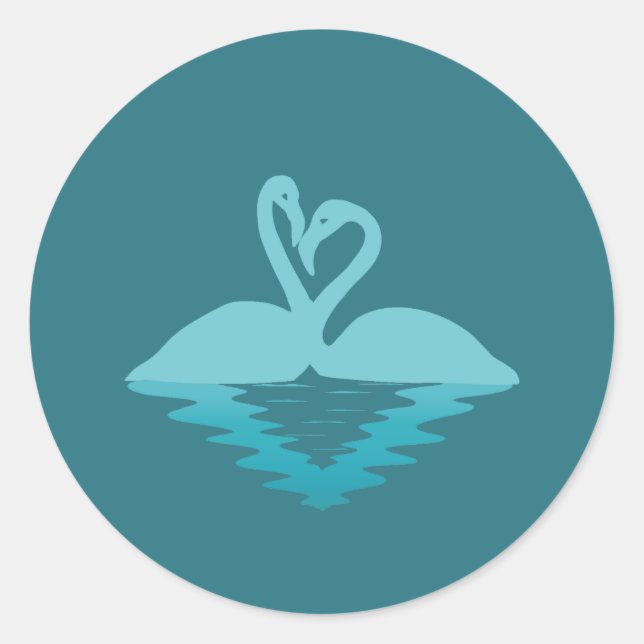 Flamingo Embrace Runt Klistermärke (Framsida)