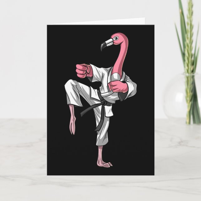 Flamingo Fågel Karate Kickboxning Kung Fu Ninja Ma Kort (Framsida)