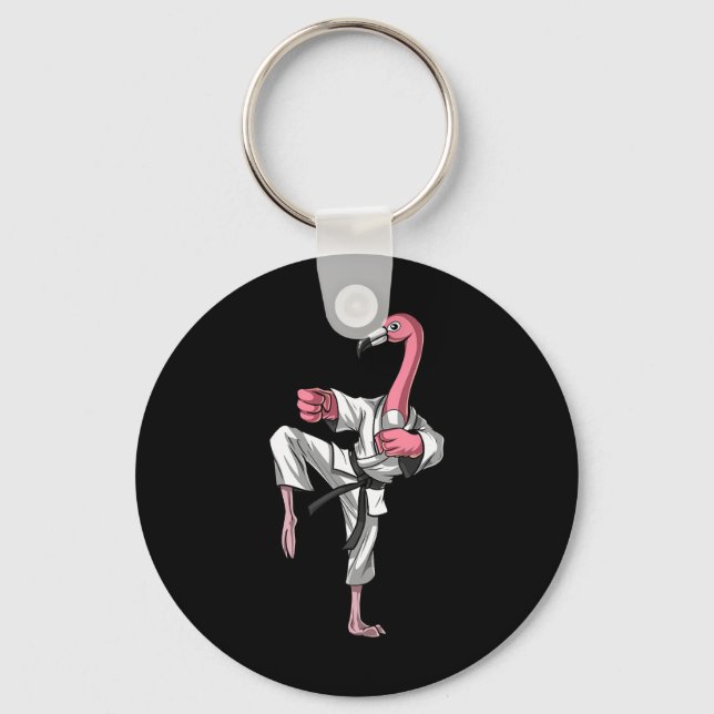 Flamingo Fågel Karate Kickboxning Kung Fu Ninja Ma Nyckelring (Framsida)