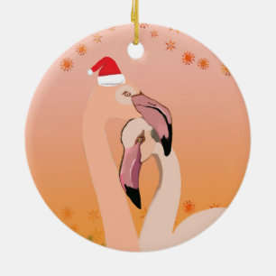 Flamingo Fågeljul, nyår Julgransprydnad Keramik