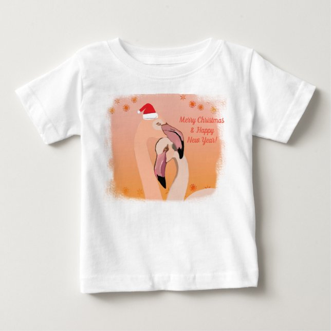Flamingo Fågeljul, nyår T Shirt (Framsida)